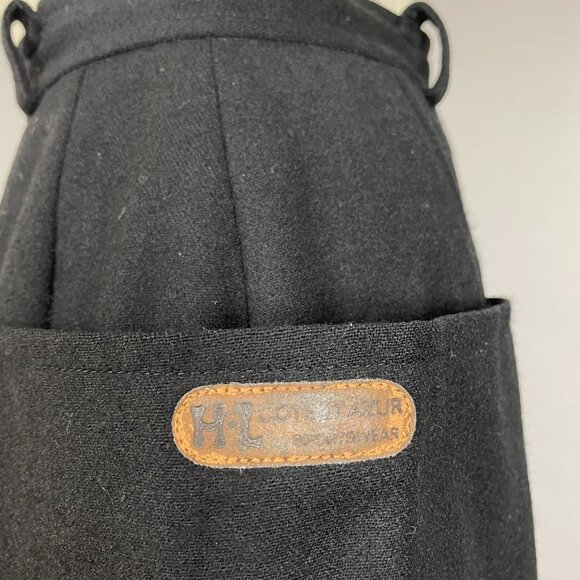 Vintage Henri Luc Chapuis H-L Wool Skirt Pleated Black Lined Wide Pockets Snaps - Picture 10 of 13